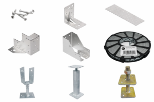Kulmarautoja, palkkikenkiä, pilarikenkiä ja reikävanteita puurakenteiden liitoksiin
